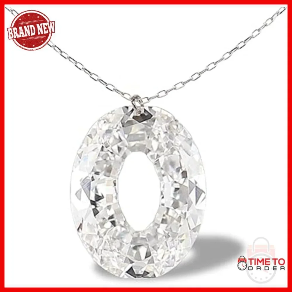Lab Grown Diamond Initial Necklace, 14k White Gold, Sterling Silver Chain